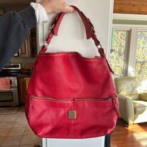 Dooney and Bourke large red leather hobo bag
